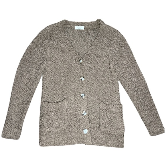 ZENANA OUTFITTERS Popcorn Teddy Button Front Cardigan Mocha Brown Size Medium - Picture 3 of 11